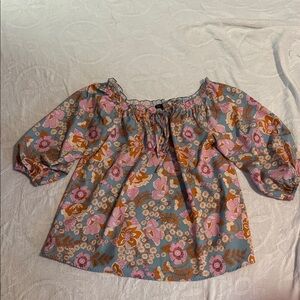 SHEIN Floral Blouse in Pink and Orange and Blue